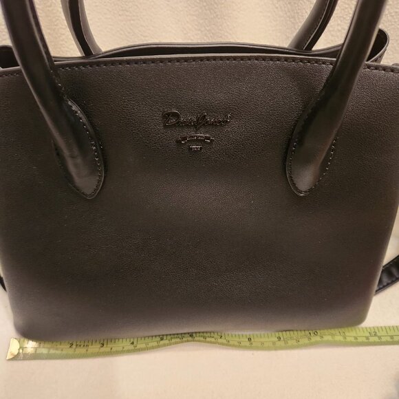 Black handbag with detachable strap - lots of zippered compartments & pockets - Picture 5 of 6